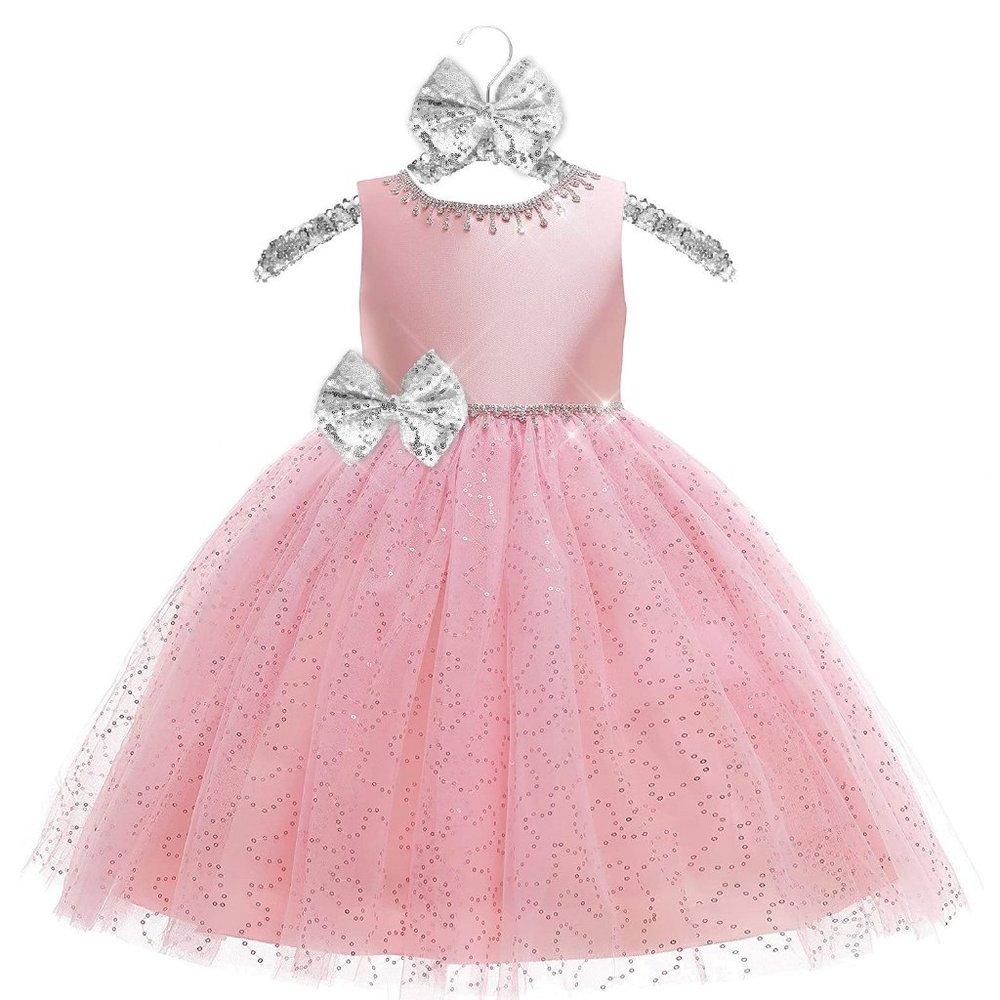 NEW Beautiful Sparkling Bling Rhinestone Sequins Flower Girl Baby Birthd…